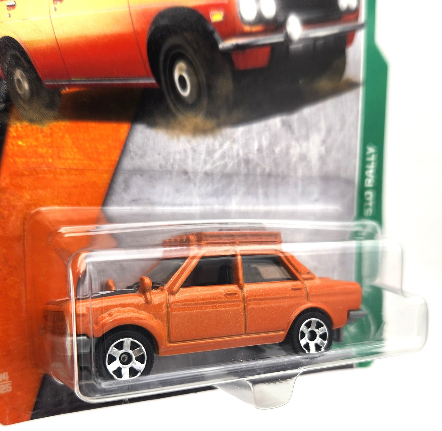 Matchbox - 1970 Datsun 510 Rally (Orange) - Long Card