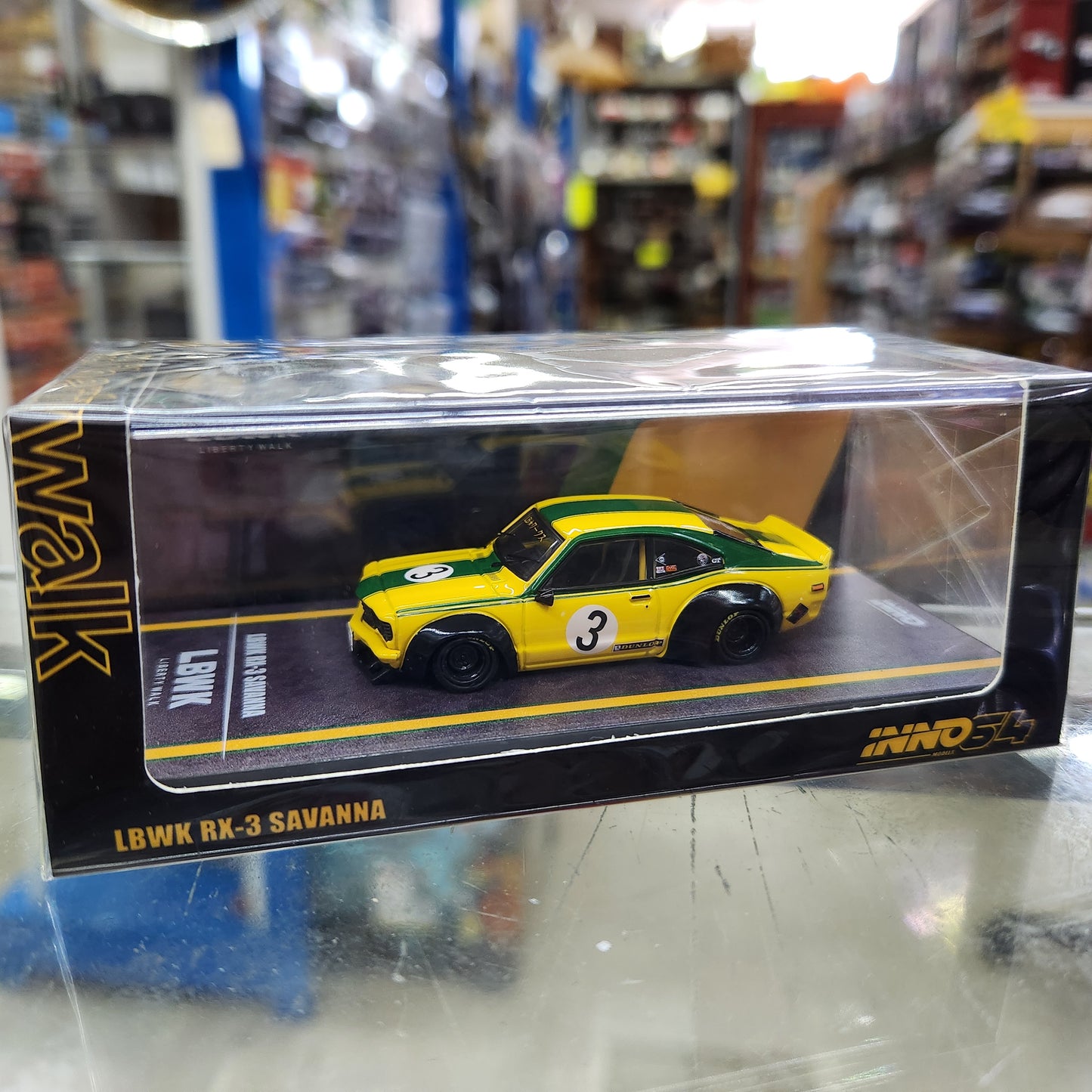 INNO64 - Mazda LBWK RX3 Savanna Liberty Walk (Yellow/Green) - 1:64 Scale