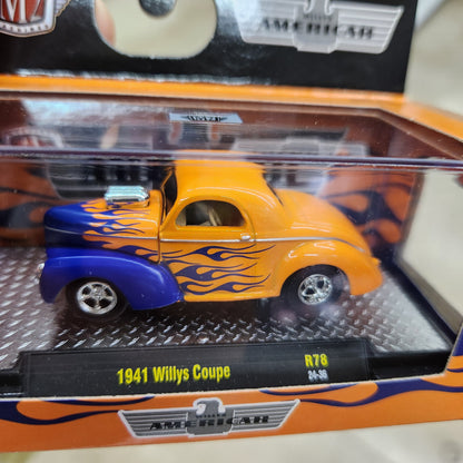 M2 Machines - 'Auto-Meets' Mix 78 - 1941 Willys Coupe (Orange/Blue)