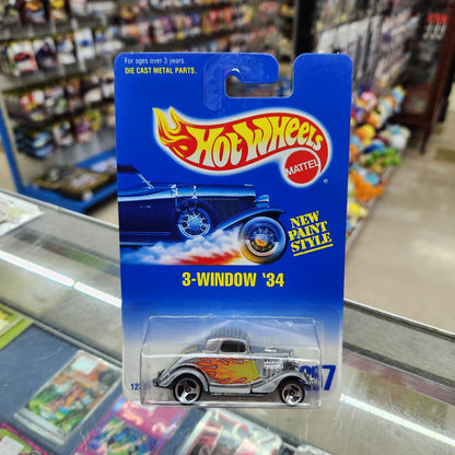 Hot Wheels - 3-Window '34 Hot Rod #257 (1998) - Long Card