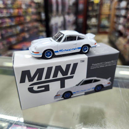 MiniGT - Porsche 911 Carrera RS 2.7 Grand Prix White with Blue Livery