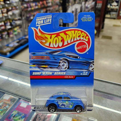 Hot Wheels - 'Surf 'N Fun Series' VW Bug (1999) Metallic Blue - Long Card