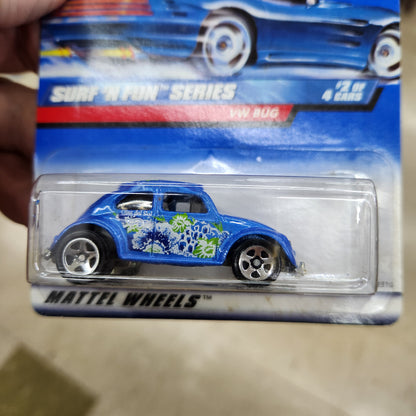 Hot Wheels - 'Surf 'N Fun Series' VW Bug (1999) Metallic Blue - Long Card