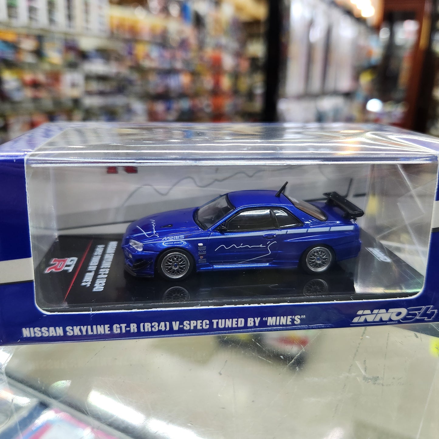 INNO64 - Nissan 1999 Skyline GT-R (R34) V-Spec Tuned 'Mine's' (Blue) - 1:64 Scale