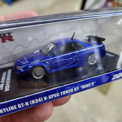 INNO64 - Nissan 1999 Skyline GT-R (R34) V-Spec Tuned 'Mine's' (Blue) - 1:64 Scale