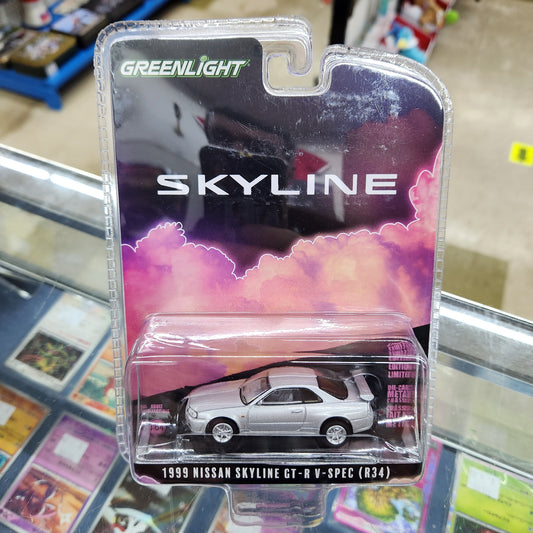 Greenlight - 1999 Nissan Skyline GT-R V-Spec (R34) (Sonic Silver) - 1:64 Scale