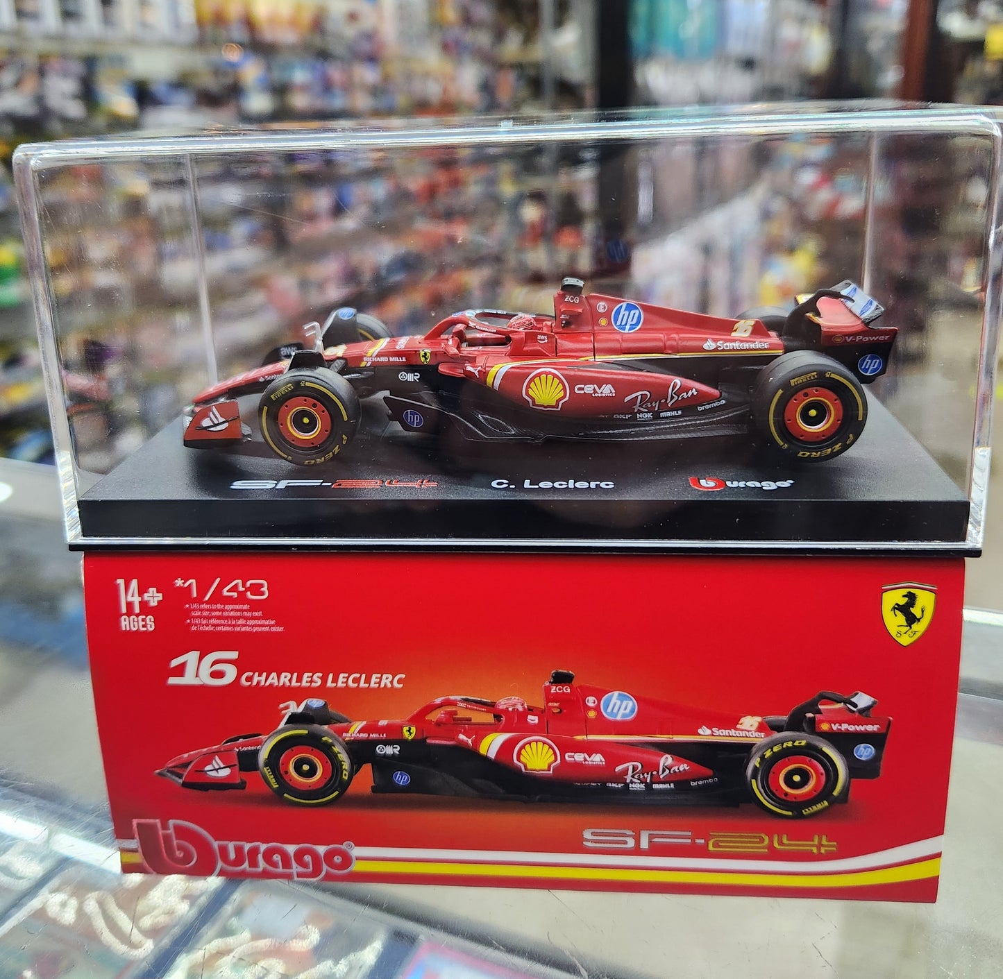 Bburago - 2024 F1 Ferrari SF-24 with Driver #16 Charles Leclerc (Imola GP) - 1:43 Scale