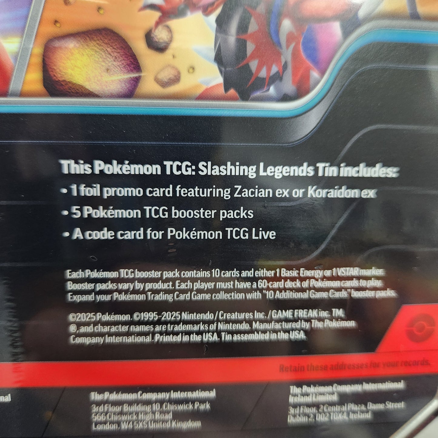 Pokemon TCG - Slashing Legends Tin - Zacian ex