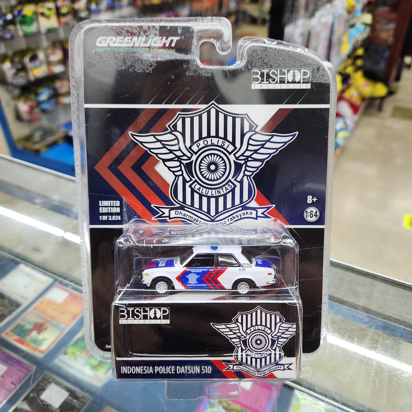Greenlight - Datsun 510 'Indonesia Police'  (Bishop Exclusive) - 1:64 Scale