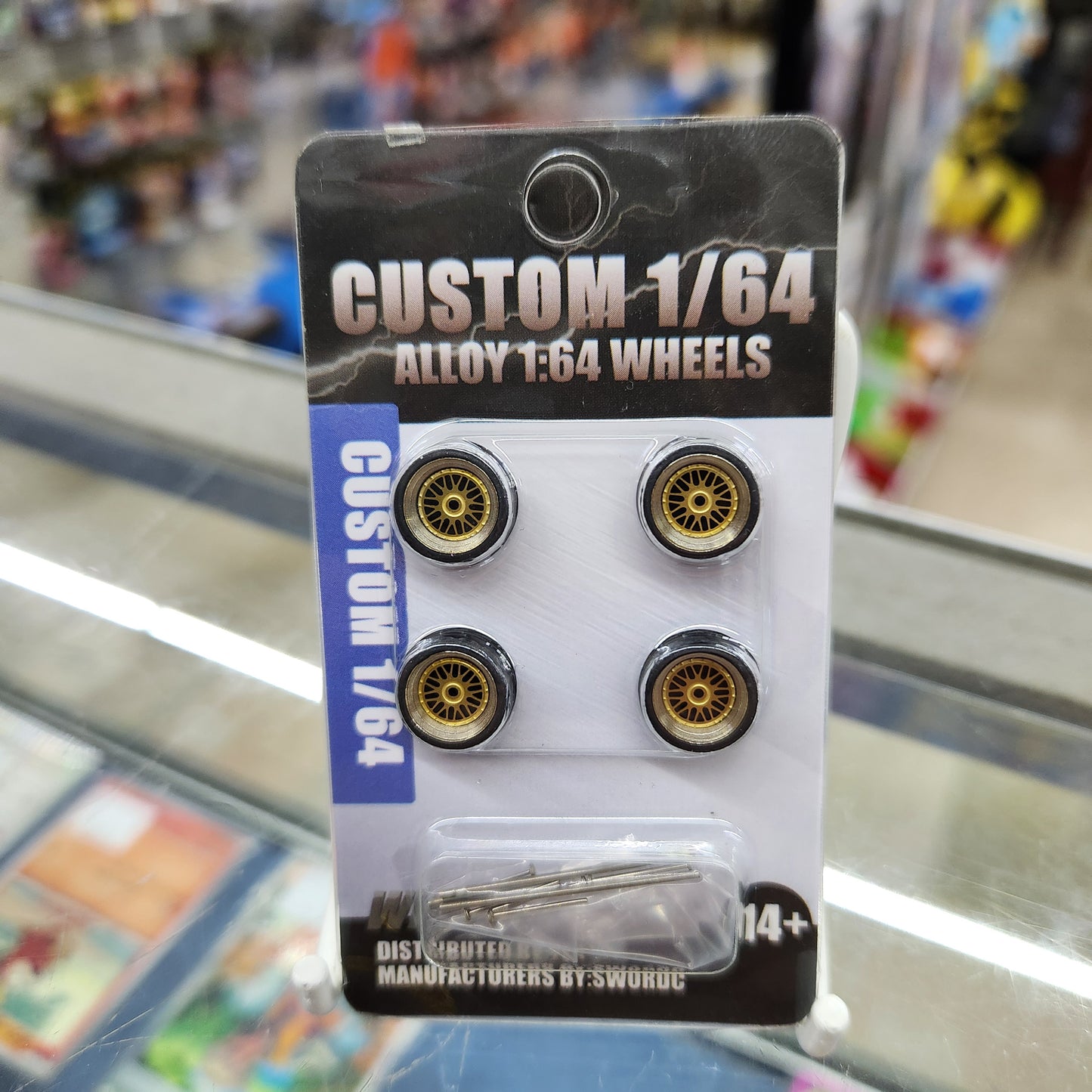 Custom Alloy Wheels - Set 4 with Axles - 1:64 Scale (N004A)