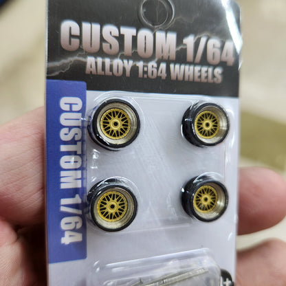 Custom Alloy Wheels - Set 4 with Axles - 1:64 Scale (N004A)