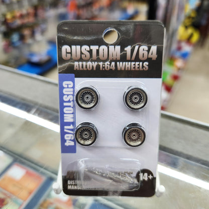Custom Alloy Wheels - Set 4 with Axles - 1:64 Scale (N001A)