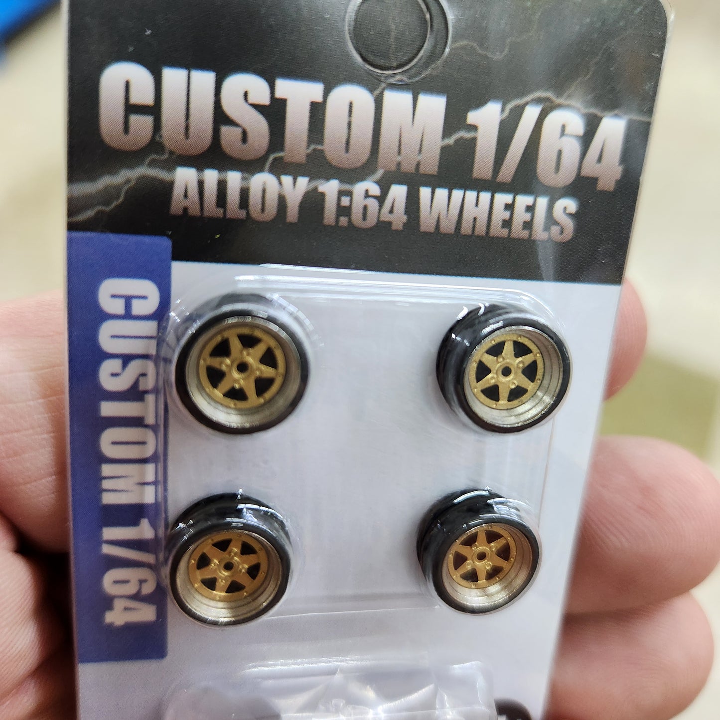Custom Alloy Wheels - Set 4 with Axles - 1:64 Scale (N007A)