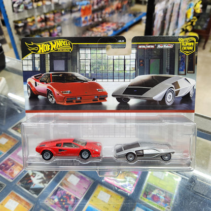 Hot Wheels Premium - Car Culture - 2 Pack - Lancia Stratos Zero & Lamborghini Countach LP5000 QV