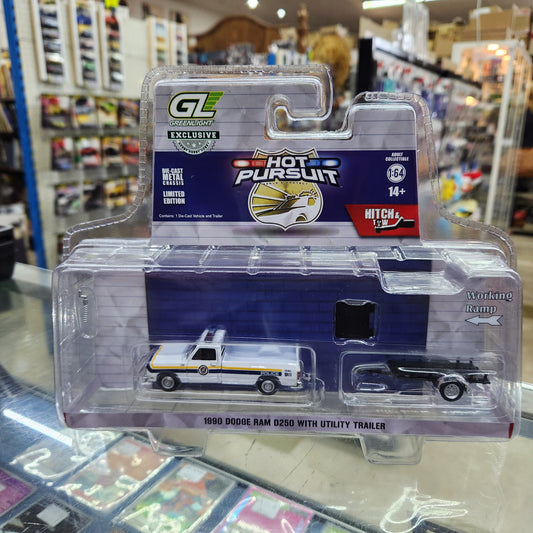 Greenlight - Hot Pursuit 'Hitch & Tow' Series 1 - 1990 Dodge Ram D-250 with Trailer - Philadelphia PD - 1:64 Scale