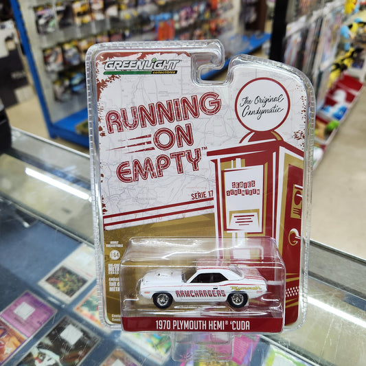 Greenlight - Running On Empty Series 17 - 1970 Plymouth Hemi'Cuda 'Ramchargers' - 1:64 Scale