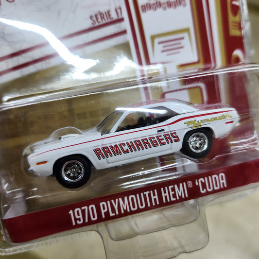 Greenlight - Running On Empty Series 17 - 1970 Plymouth Hemi'Cuda 'Ramchargers' - 1:64 Scale