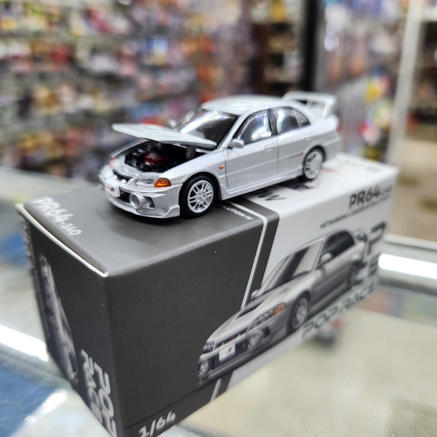 Pop Race - Mitsubishi Lancer Evolution IV (Steel Silver) - 1:64 Scale