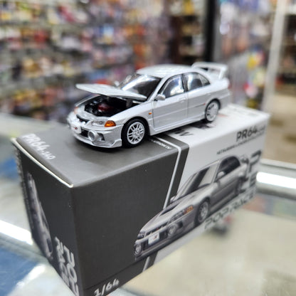 Pop Race - Mitsubishi Lancer Evolution IV (Steel Silver) - 1:64 Scale