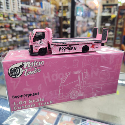 Micro Turbo - Custom  Flat Bed Tow Truck 'Hoonipigasus' (Pink) - 1:64 Scale