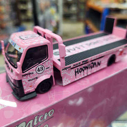 Micro Turbo - Custom  Flat Bed Tow Truck 'Hoonipigasus' (Pink) - 1:64 Scale