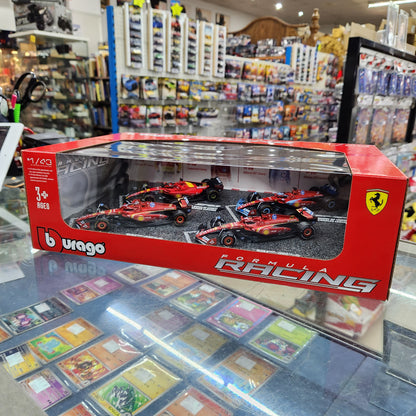 Bburago - 2023/2024 Ferrari F1 #16 Charles Leclerc - 4 Car Gift Set - 1:43 Scale
