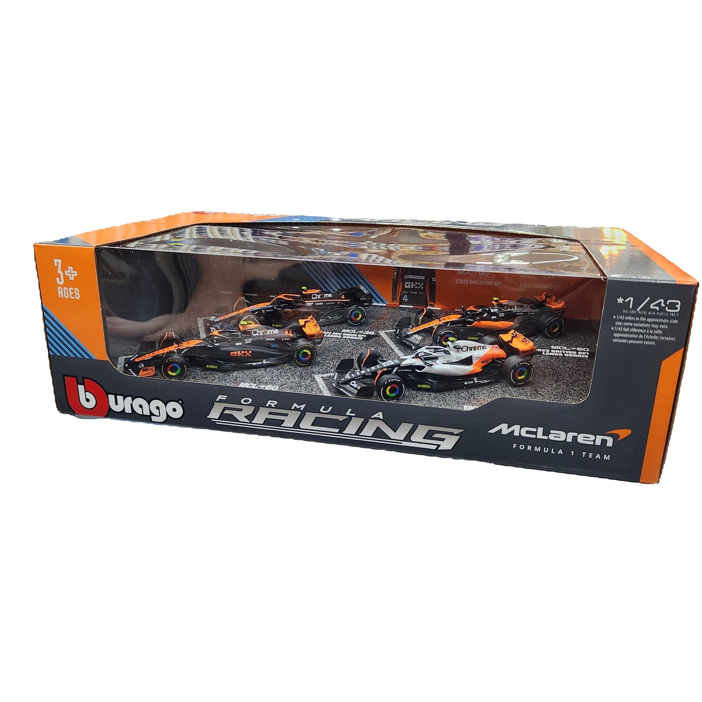 Bburago - 2022/2023 McLaren F1 #4 Lando Norris - 4 Car Gift Set - 1:43 Scale
