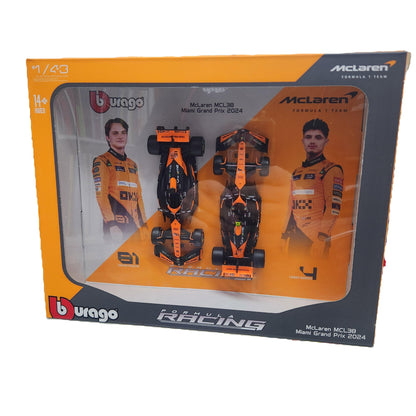 Bburago - 2024 McLaren MCL38 F1 (2 Car Gift Pack) - 1:43 Scale