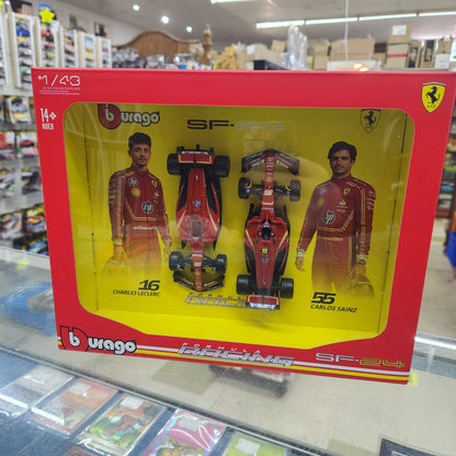 Bburago - 2024 Ferrari SF-24 F1 (2 Car Gift Pack) - 1:43 Scale