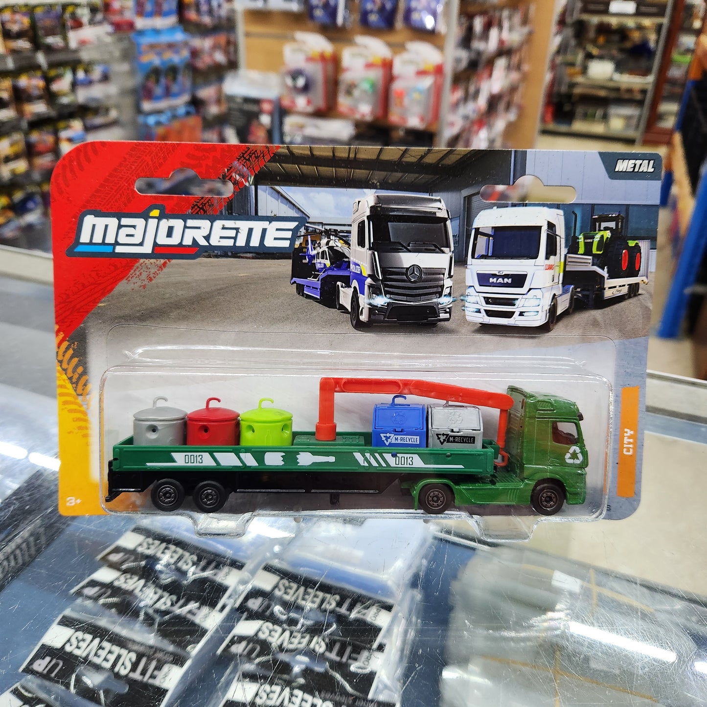 Majorette - City Transporter - Mercedes-Benz Actros + Recycling Bins