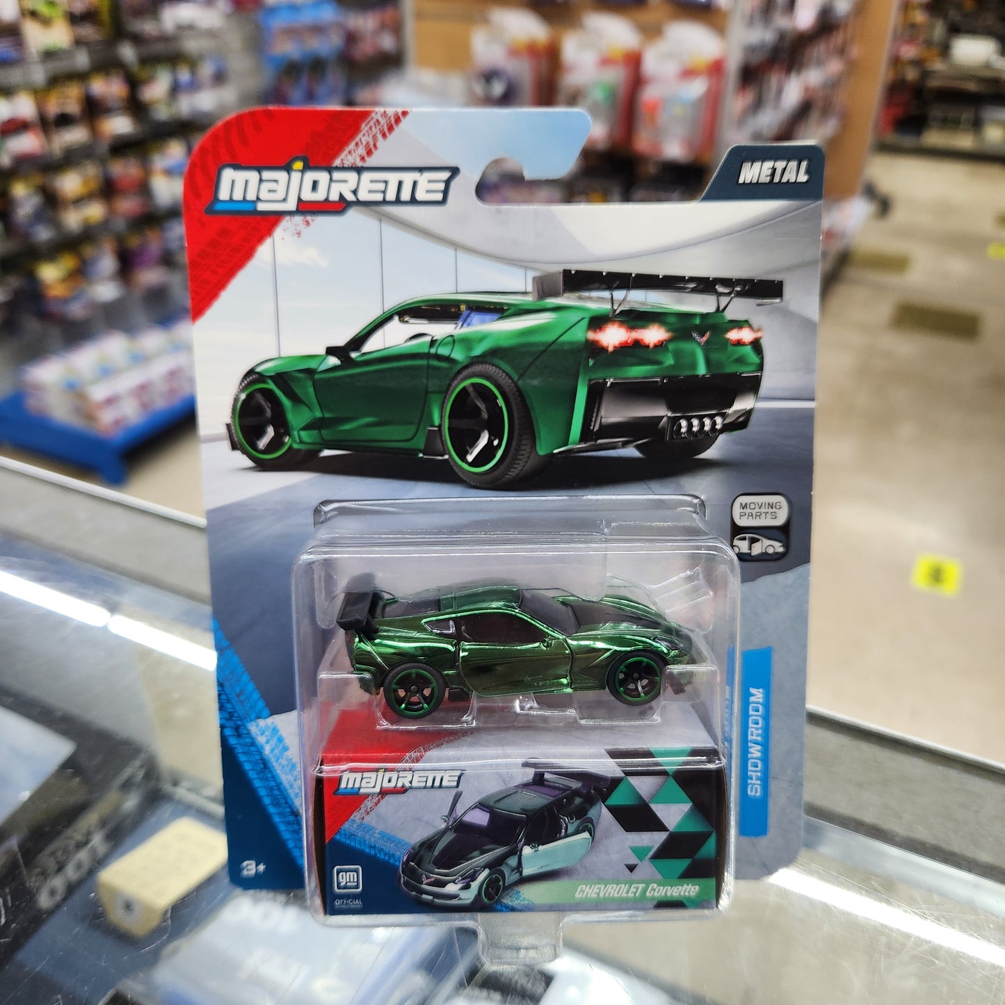 Majorette - Showroom Series Deluxe Cars - Chevrolet Corvette  (Chrome Green)