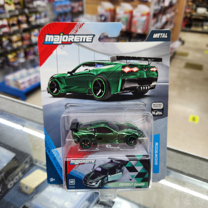 Majorette - Showroom Series Deluxe Cars - Chevrolet Corvette  (Chrome Green)