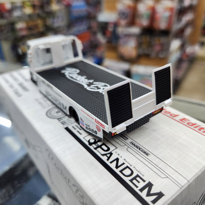 Micro Turbo - Custom Flat Bed Tow Truck 'Rocket Bunny' (White) - 1:64 Scale
