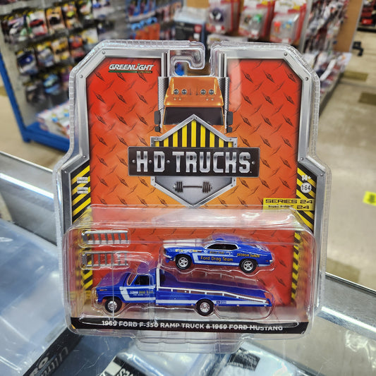 Greenlight - 1969 Ford F-350 Ramp Truck + 1969 Ford Mustang Drag Team - 1:64 Scale