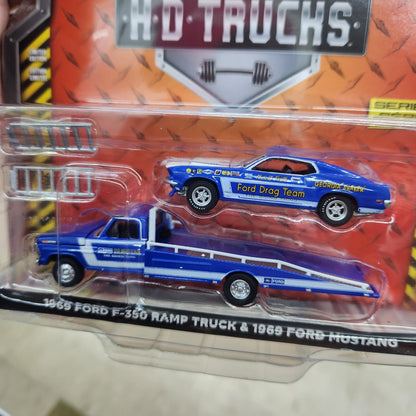 Greenlight - 1969 Ford F-350 Ramp Truck + 1969 Ford Mustang Drag Team - 1:64 Scale