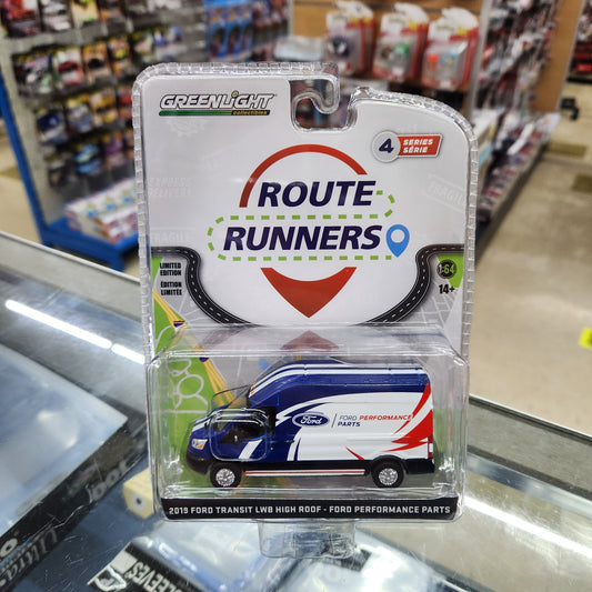 Greenlight - 'Route Runners' Ford Performance - 2019 Ford Transit LWB - 1:64 Scale