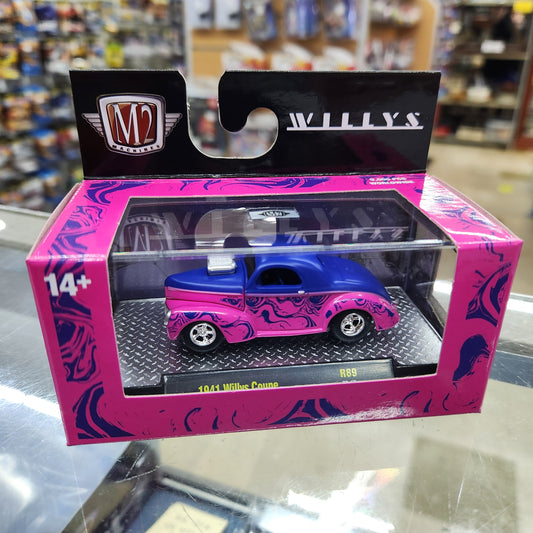 M2 Machines - 'Detroit Muscle' Series 89 - 1941 Willys Coupe (Pink/Blue)