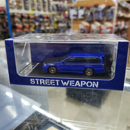 Street Weapon - Nissan Stagea (R34) Blue - 1:64 Scale