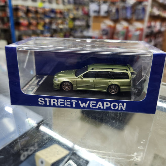 Street Weapon - Nissan Stagea (R34) Olive Green - 1:64 Scale
