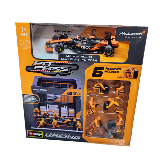 Bburago - 2024 McLaren F1 Pit Pass Playset - #81 Oscar Piastri - 1:43 Scale