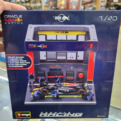 Bburago - 2024 Red Bull F1 Pit Pass Playset - #1 Max Verstappen - 1:43 Scale