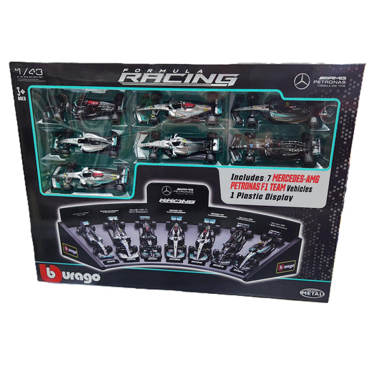 Bburago - Formula Racing - Mercedes-AMG F1 Team - 7 Car Display - 1:43 Scale