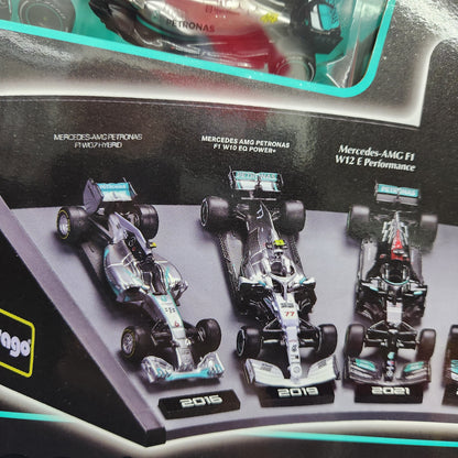 Bburago - Formula Racing - Mercedes-AMG F1 Team - 7 Car Display - 1:43 Scale
