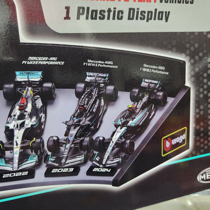 Bburago - Formula Racing - Mercedes-AMG F1 Team - 7 Car Display - 1:43 Scale