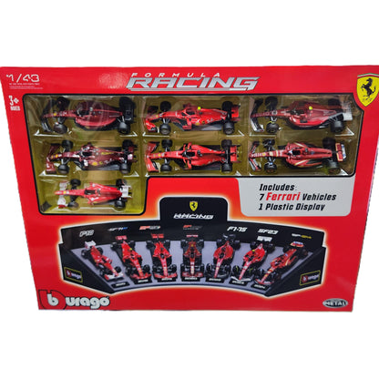 Bburago - Formula Racing - Ferrari F1 Team - 7 Car Display - 1:43 Scale
