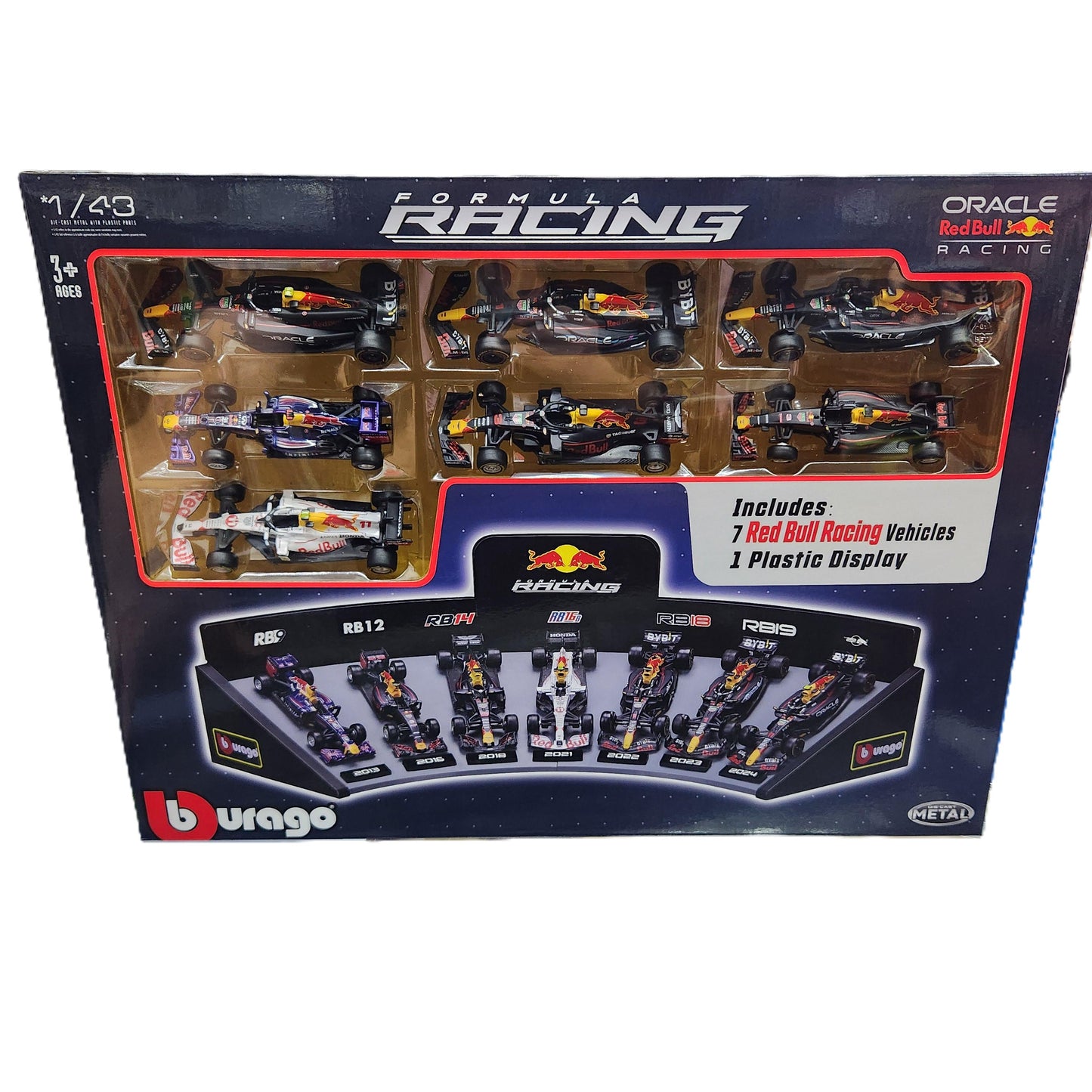 Bburago - Formula Racing - Red Bull Racing F1 Team - 7 Car Display - 1:43 Scale
