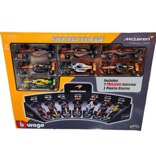 BBurago - Formula Racing - McLaren F1 Team - 7 Car Display - 1:43 Scale