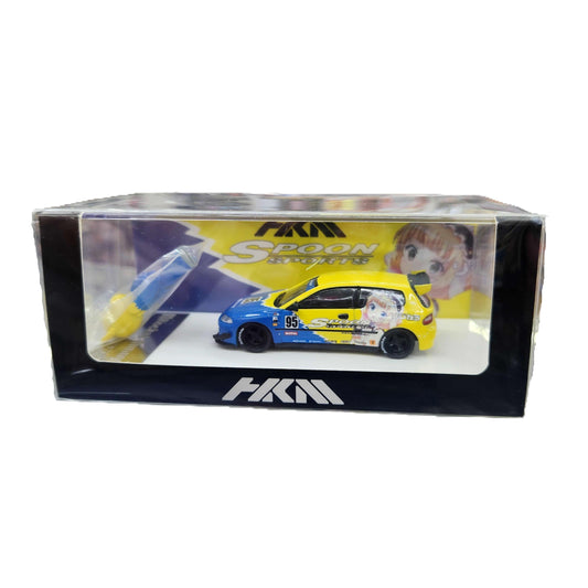 HKM - Honda EG6 'Spoon' #95 with 'Bear Brick Bear' - 1:64 Scale