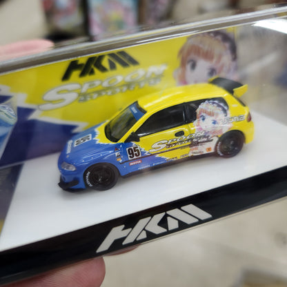 HKM - Honda EG6 'Spoon' #95 with 'Bear Brick Bear' - 1:64 Scale