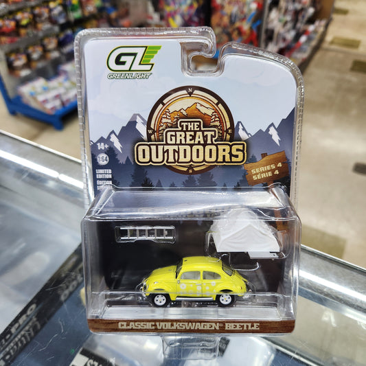 Greenlight - The Great Outdoors Series 4 - Classic VW Beetle 'Yellow Flower Power' with Sleeper